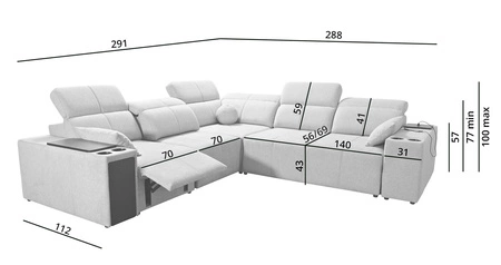 Ecksofa mit Schlaffunktion Tesalia III Lux grün links komfortables Ecksofa mit ausziehbarem Fußteil Schiebefunktion der Rückenlehne