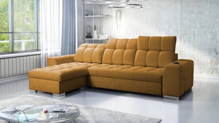 Ecksofa mit Schlaffunktion Luigi honey links Ecksofa mit zwei Bettkästen Stoff mit einer interessanten Struktur