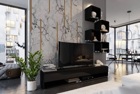 Nestorio weiß / weiß glänzend stilvolles Design, passend zu jeder Inneneinrichtung RTV-Schrank mit Aufhängemöglichkeit