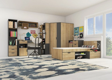 TV Schranke Nano 120 cm graphit / Eiche riviera ideal für Wohn- und Jugendzimmer