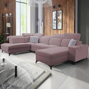 Ecksofa mit Schlaffunktion Kelly Sleek VI lavendel rosa rechte Seite modernes Design Ecksofa für Wohnzimmer mit verstellbaren Kopfstützen