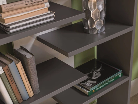 Yugo-Wohnzimmermöbel in Esche grau/weiß glänzend Asymmetrische Elemente für moderne und funktionale Arrangements