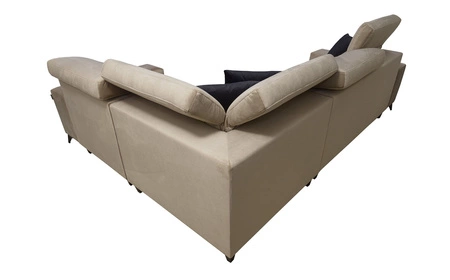 Ecksofa mit Schlaffunktion Kelly Sleek II grau Esche rechts elegantes Ecksofa für Wohnzimmer aus Webstoff