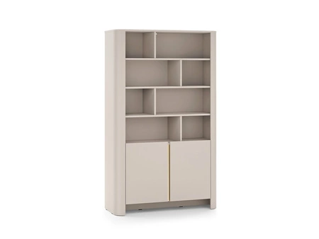Bücherregal Bari 103 cm beige funktionelles und modernes Design gedeckte Farben Bücherregal mit Türen im minimalistischen Stil