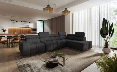 Ecksofa mit Schlaffunktion Castel XI graphit rechte Seite bequemes Ecksofa mit Bettzeugablage strapazierfähiger Stoff 