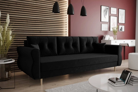 Wilkins Schlafsofa schwarz elegantes Sofa für skandinavischen Stil Wohnzimmer gebogenen Seiten hinzufügen Charakter