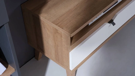 Möbelset Memone goldene Eiche / weiß / graphit modernes Design stilvolles Möbelset für Jugendzimmer im skandinavischen Stil