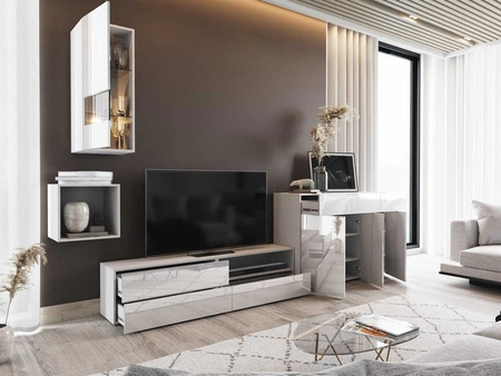 Pylos weiß / weiß glänzend modernes Design push to open system für Türen und Schubladen Möbelset mit Kommode