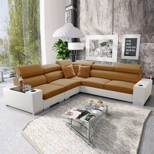 Ecksofa mit Schlaffunktion Provo III honig/weiß links Ecksofa mit Bettzeugablage und verstellbaren Kopfstützen