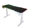 E-Talisman Gaming-Schreibtisch weiß / grün höhenverstellbare Platte vollständig mit Pad mit LED-Beleuchtung abgedeckt