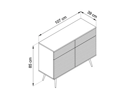 Kommode Luxury 107 cm beige stilvolle Kommode mit kannelierten Fronten Korpus mit goldener Zierleiste goldene Metallbeine gekrönt