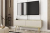 TV-Schrank Luxury 135 cm beige elegantes Design, Korpus mit goldener Zierleiste, Schrank auf goldenen Metallbeinen