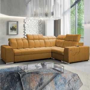 Ecksofa mit Schlaffunktion Luigi II honigfarbenes rechtes Ecksofa mit Bettkasten für den alltäglichen Liegekomfort