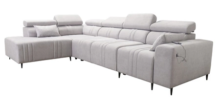 Ecksofa mit Schlaffunktion Castel XI beige linke Seite bequemes Ecksofa mit Stauraum für Bettzeug strapazierfähiger Stoff