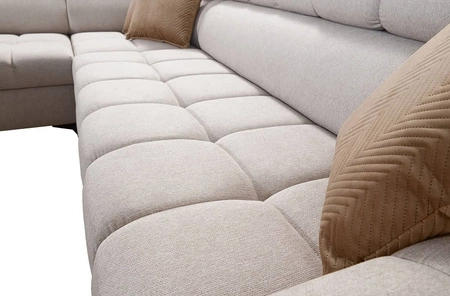 Ecksofa mit Schlaffunktion Bolmso XI blau linke Seite stilvolles Design Ecksofa mit Schublade und Bettzeugcontainer