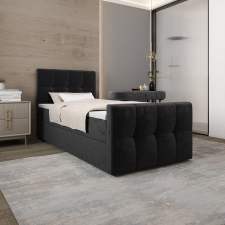 Boxspringbett Manhattan 120x200 graphit im modernen skandinavischen Stil mit gepolstertem Kopf- und Fußteil Bett mit Staukasten