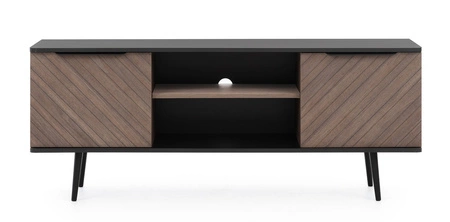 Tullio Möbelset schwarz graphit / Kapitänsdeck elegante Wohnwand mit interessanten Designkantengriffen