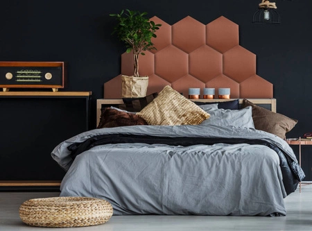 Gepolstertes Paneel Hexagon 30x26 cm schmutzig rosa stilvolles Wandpaneel Veloursstoff modische Dekoration jedes Interieur