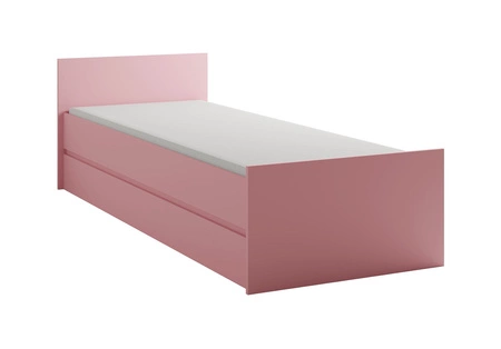 Bett Simple 90x200 cm puderrosa bequemes und praktisches Bett für Mädchenzimmer mit hohem Kopfteil