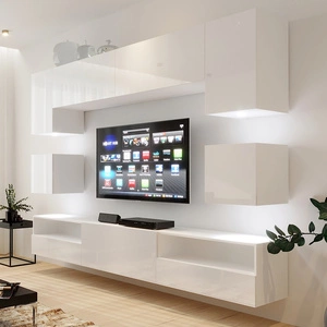 Siana weiß / weiß glänzend äußerst stilvolle Wohnwand optisch ansprechend und funktional