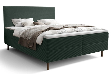 Boxspringbett Totti 180x200 grün stilvolles Bett mit Bettzeug Lagerung dreidimensionalen Stoff mit ausdrucksstarken Streifen