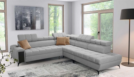 Ecksofa mit Schlaffunktion Bolmso IX grau rechte Seite bequemes Ecksofa für Wohnzimmer mit Schublade Bettzeug Container stilvolles Design
