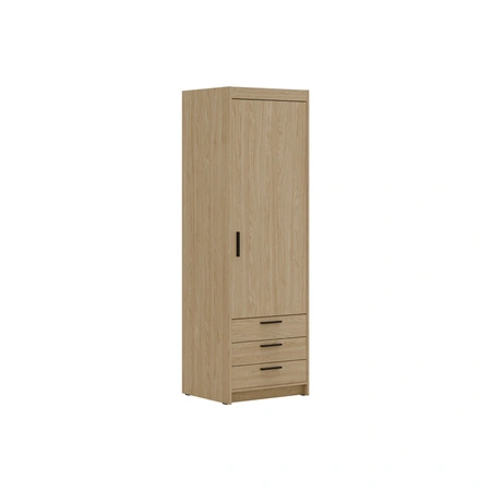 Kleiderschrank Rene 60 cm Eiche geölt modernes Design und ABS veredelte Kantenleisten perfekter Kleiderschrank für Schlafzimmer geräumige Schubladen