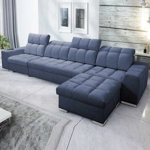Ecksofa mit Schlaffunktion Luigi XII blau rechtsseitig stilvolles Ecksofa für das Wohnzimmer in einer minimalistischen und eleganten Ausführung
