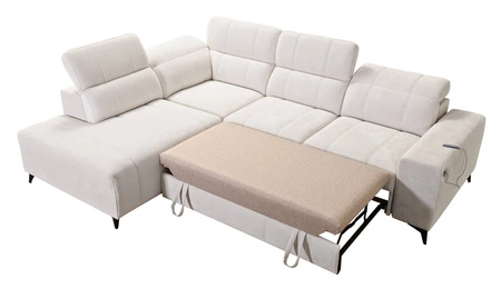 Ecksofa mit Schlaffunktion Penejos VII graue Esche linke Ecke stilvolles Sofa mit Bettkasten komfortable verstellbare Kopfstützen