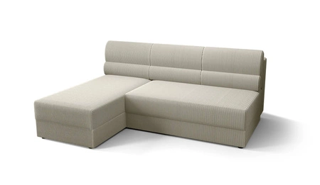 Ecksofa mit Schlaffunktion Fogu elfenbeinfarbenes linkes Ecksofa in schlichtem Design, bezogen mit einem Bettkasten aus Kordstoff