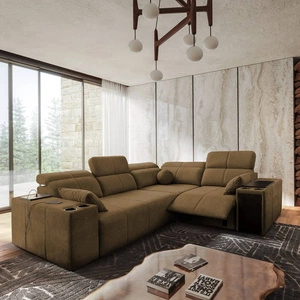 Ecksofa mit Schlaffunktion Tesalia II Lux braun rechtsseitig komfortables Ecksofa mit verschiebbarer Rückenlehne und ausziehbarem Fußteil