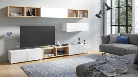 Möbelset Apulia XXVI weiß glänzend / Eiche gold extrem stilvolles Möbelset einfache Elemente, die in jedes Interieur passen