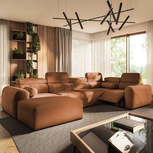 Ecksofa mit Schlaffunktion Cantare IV Lux ziegelrot links sorgfältig verarbeitetes Ecksofa für das Wohnzimmer mit hochklappbarer Fußstütze