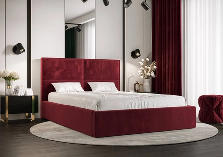 Polsterbett Afrodyta 180x200 mit Stauraum Dunkelrot moderner skandinavischer Stil mit bequemem Kopfteil