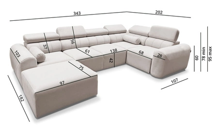 Ecksofa mit Schlaffunktion Cantare IV grau Esche links Sorgfältig verarbeitetes Ecksofa für das Wohnzimmer bietet Komfort und Bequemlichkeit
