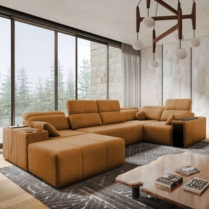 Ecksofa mit Schlaffunktion Tesalia IV Honig links komfortables Ecksofa für das Wohnzimmer mit innovativer Schiebefunktion der Rückenlehne