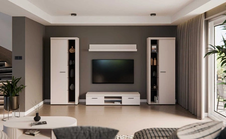 Wohnwand Rene XL sandbeige Perfektes Schrankwand für Liebhaber moderner Arrangements mit elegantem Charakter