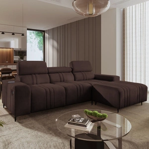 Ecksofa mit Schlaffunktion Castel braun rechte Ecke komfortables und stilvolles Schlafsofa mit Bettzeugcontainer