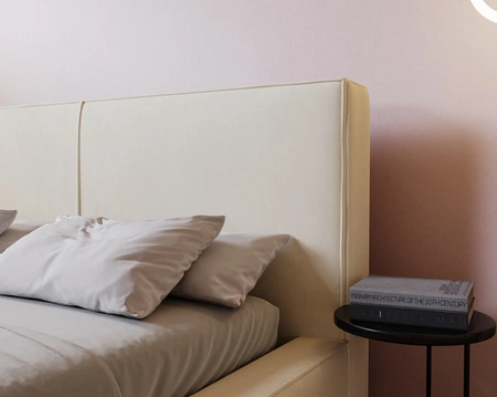 Polsterbett Belli 160x200 beige stilvolles Bett mit Bettzeugablage komfortables Kopfteil besticht durch sein elegantes Design