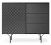 Kommode Adamant 97 cm schwarz graphit modernes Design push to open system für Türen und Schubladen original Möbel mit gefräster Front