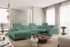 Ecksofa mit Schlaffunktion Penejos IV Lux grün linksseitig stilvolles Ecksofa mit bequemer ausziehbarer Fußstütze