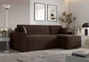 Ecksofa mit Schlaffunktion Brandon Bis braun rechte Seite weicher Stoff mit charakteristischer Schlingenoberfläche Bettzeugbehälter