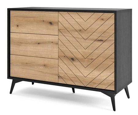 Kommode mit Schubladen Gusto 104 cm Schwarz / Eiche Evoke Funktionales und ideales Möbelstück für moderne klassische und skandinavische Innenräume
