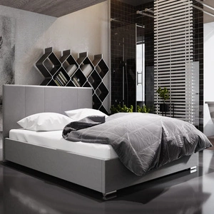 Lugo gepolstertes Bett 180x200 grau mit modernem Kopfteil ideal für Schlafzimmer
