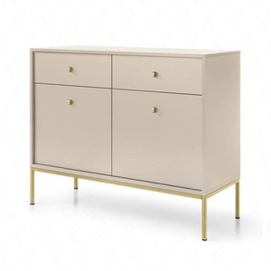 Kommode mit Schubladen Mono 104 cm Beige Minimalistisches Design stilvoller Griff schlichte Form mit metallischen goldenen Elementen