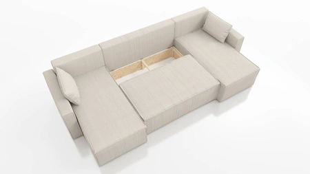 Ecksofa mit Schlaffunktion Rebenes U grau Universal-Ecksofa dreidimensionaler Stoff mit ausdrucksstarken Streifen Bettzeugcontainer