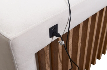 Ecksofa mit Schlaffunktion Kelly IV grau links geflochten bequemes Ecksofa verstellbare Kopfstützen seitlich mit Latten verkleidet