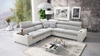 Ecksofa mit Schlaffunktion Provo III grau / weiß linkes Ecksofa mit Bettzeugablage und verstellbaren Kopfstützen