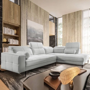 Ecksofa Samos grau Esche rechte Ecke modernes Design schlichtes und stilvolles Design passend zu jeder Einrichtung verstellbare Kopfstützen