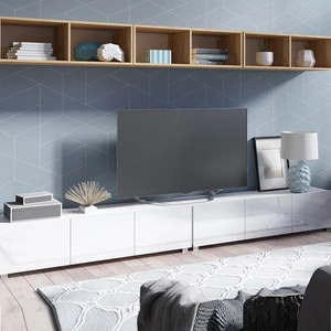 Möbel Apulia XXXIII weiß glänzend / goldene Eiche ein außergewöhnlich stilvolles Wandelement einfache Elemente, die in jedes Interieur passen